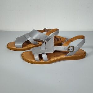Born Inka Leather Slingback Sandals in Mist blue gray 7